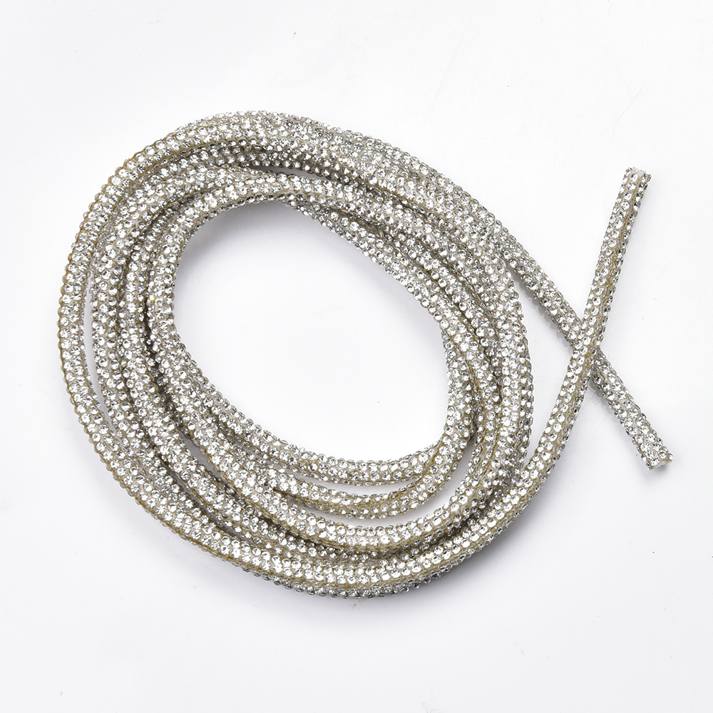 2/4Yards 4mm Glitter Glass Crystal Cord Rhinestone Rope Colorful Tube ...