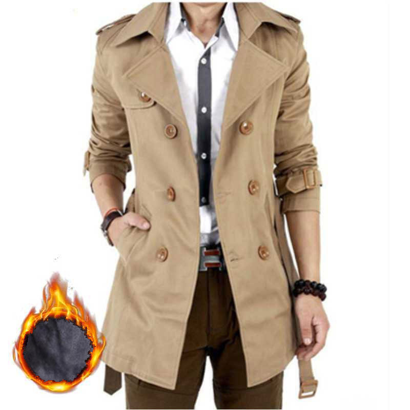 Men s Windbreaker Jacket Vintage Black Khaki Spring Autumn Business Trench Male Double Breasted Retro Classic Long Coat Thick Shopee Philippines