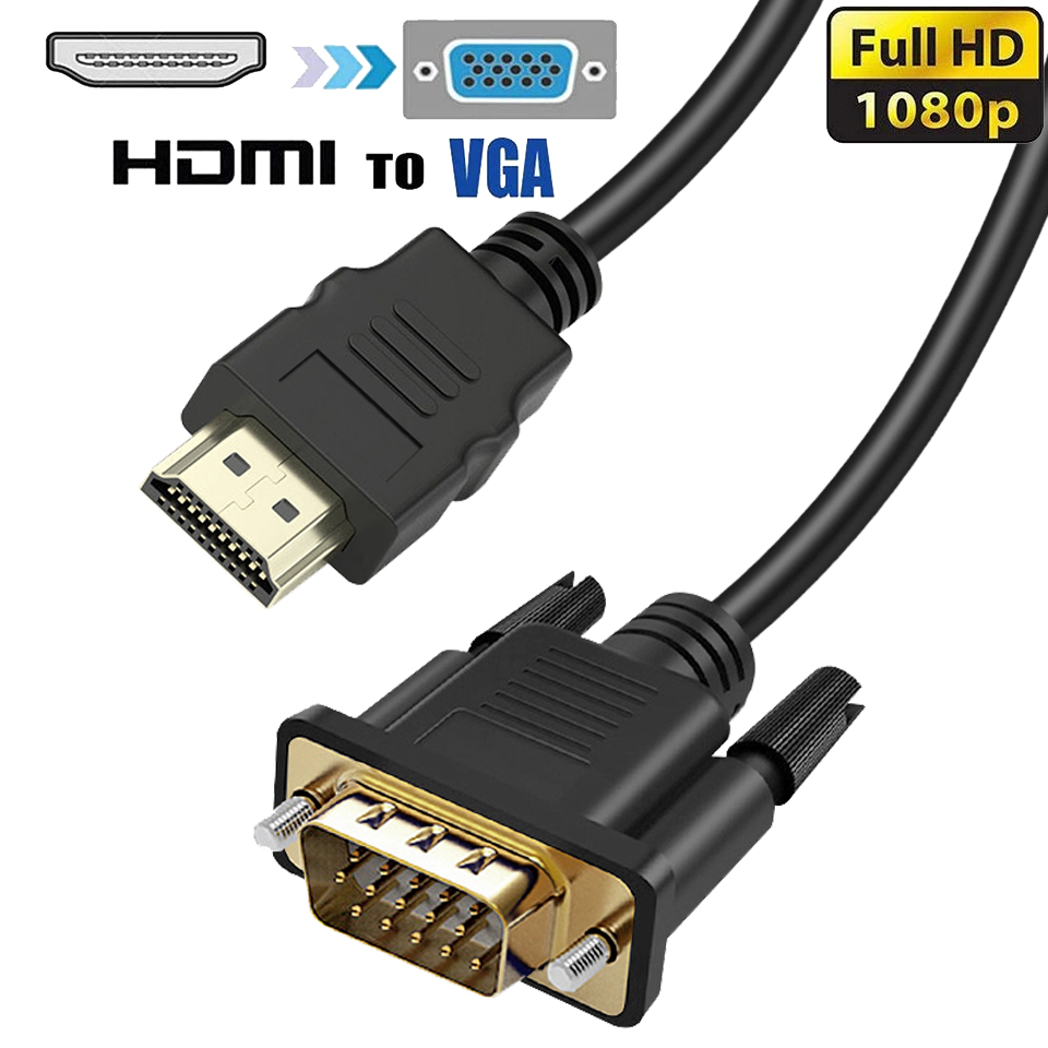 EYD HDTV11 HDMI to VGA Cable 1080P Cable With Audio Video HDMI Male to