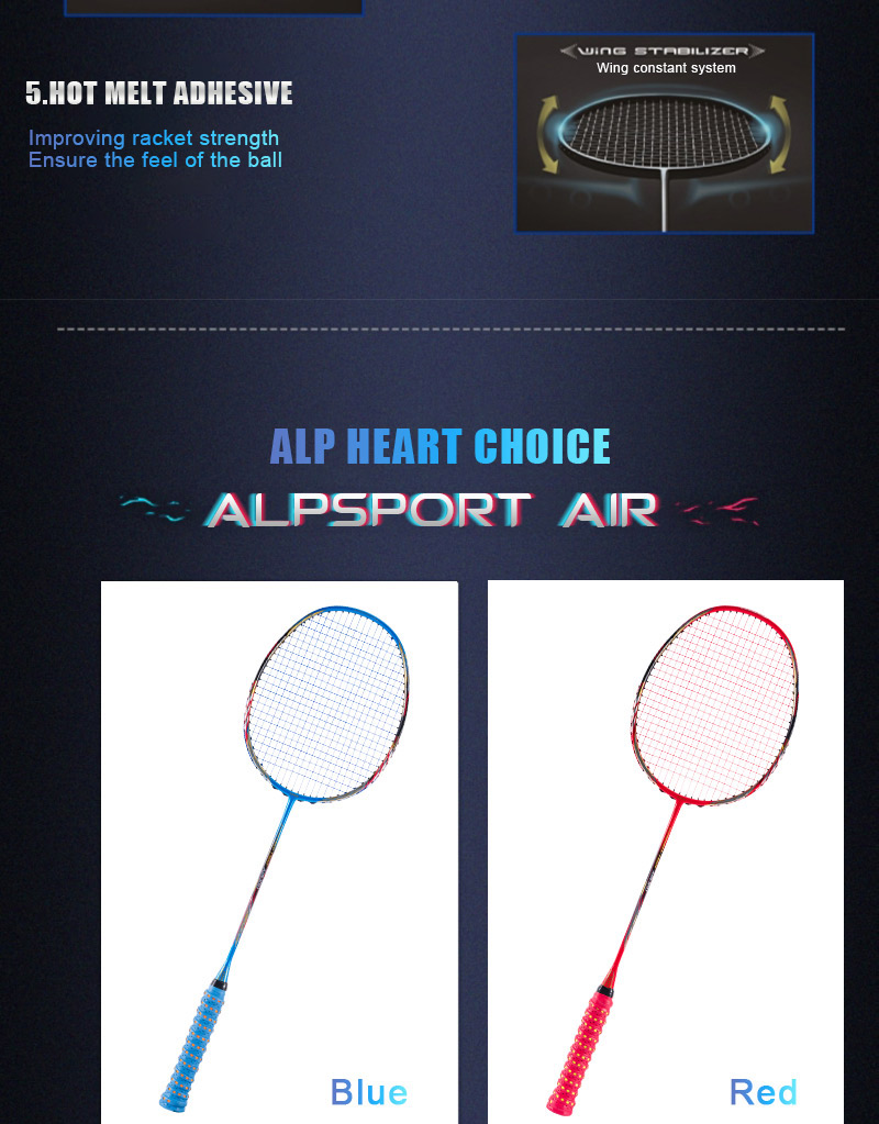 ALP AIR 10U 52g Super Light 30Lbs 100% Full Carbon Fiber Racquet High ...