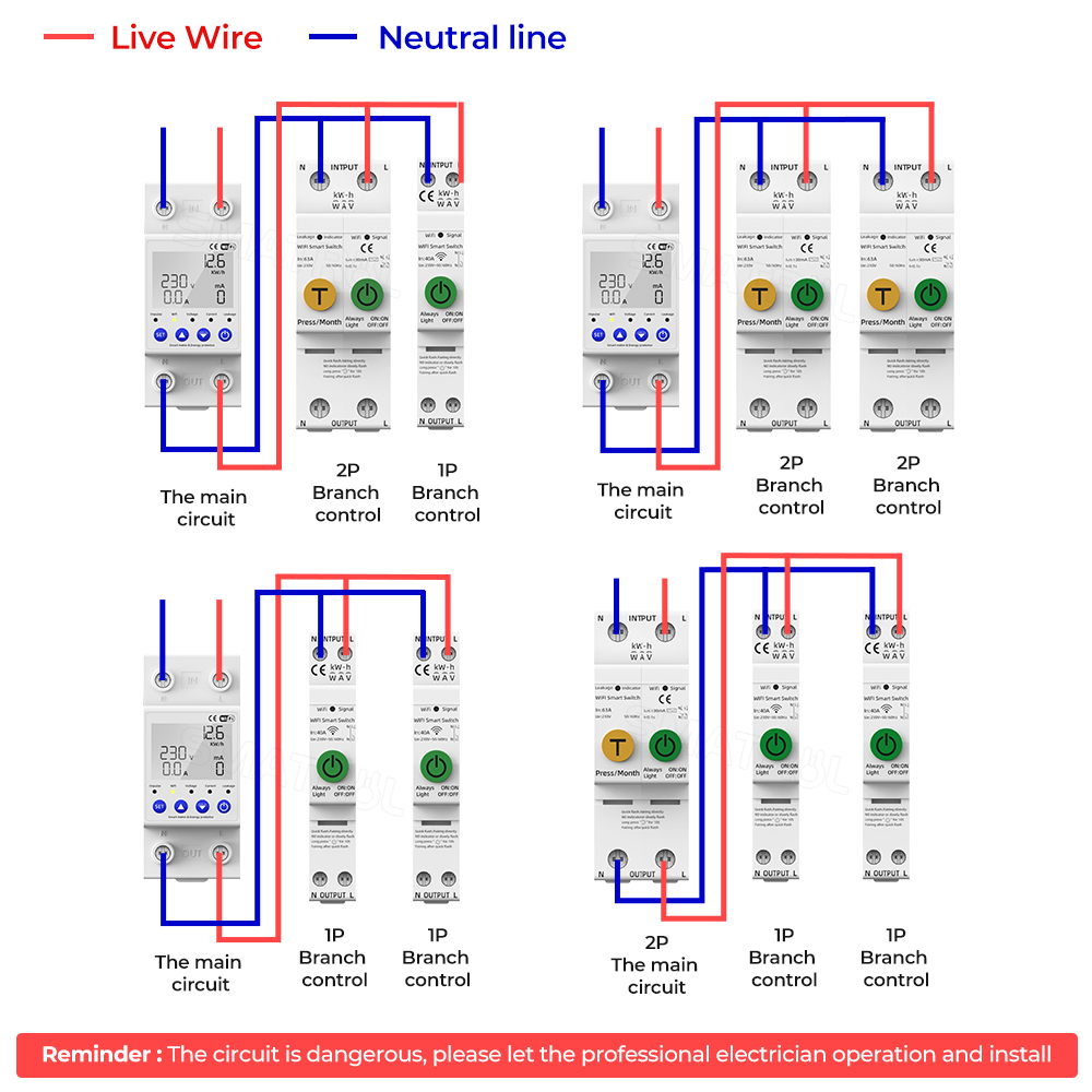 SMATRUL 40/63A WIFI Smart Switch TUYA Energy Meter Kwh Metering Circuit