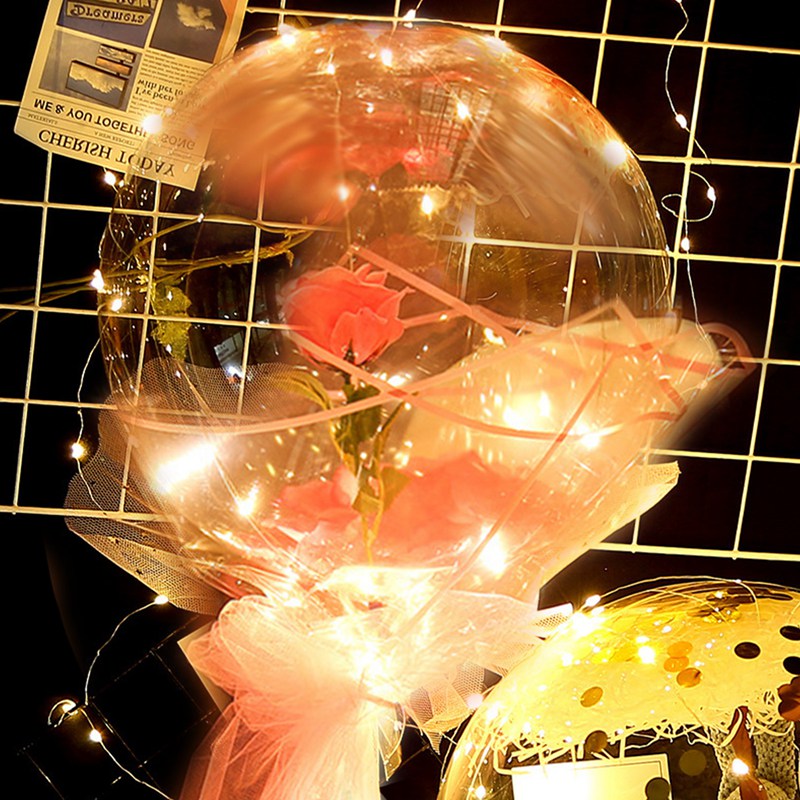 Luminous Balloon Led Rose Bouquet Bobo Balloon Transparent Balloons ...