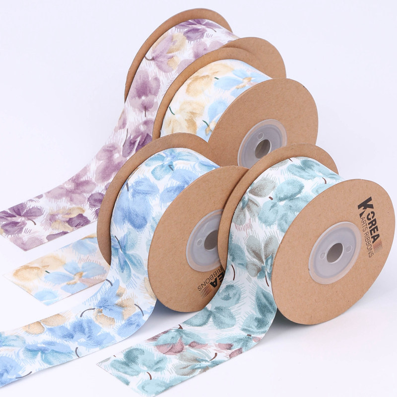 1 meter color matching small floral printing ribbon DIY bow hair ...