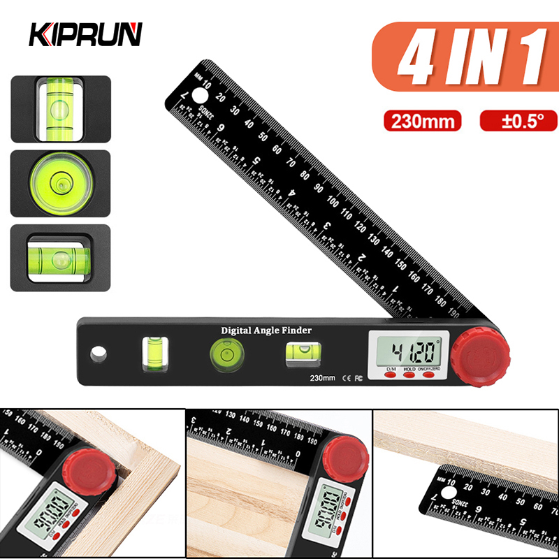 KIPRUN Digital Angle Finder, 4 in 1 Digital Protractor Ruler Level Tool ...