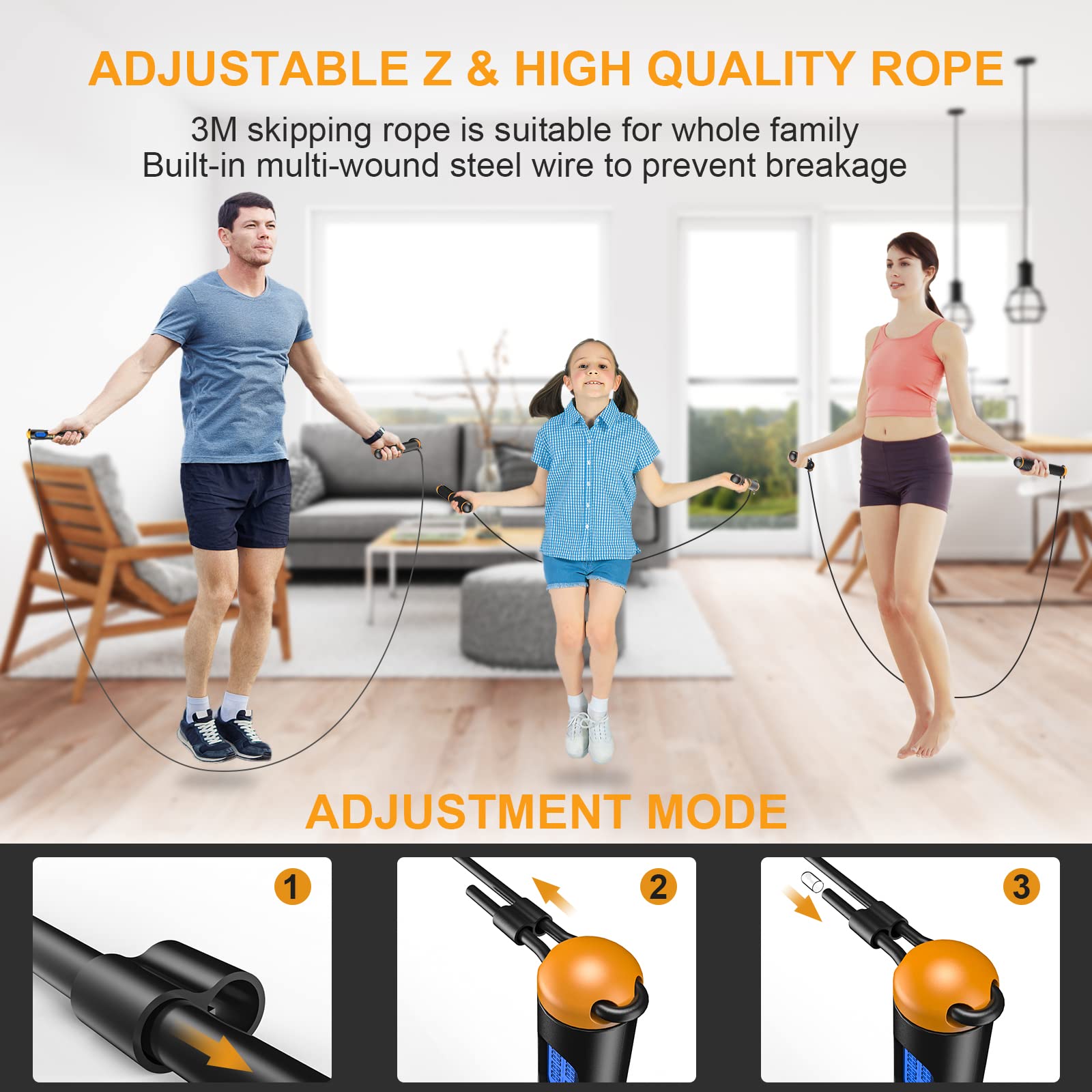 Atuo Counting/Smart Steel Wire Jump Rope Manila Speed Skipping Rope ...