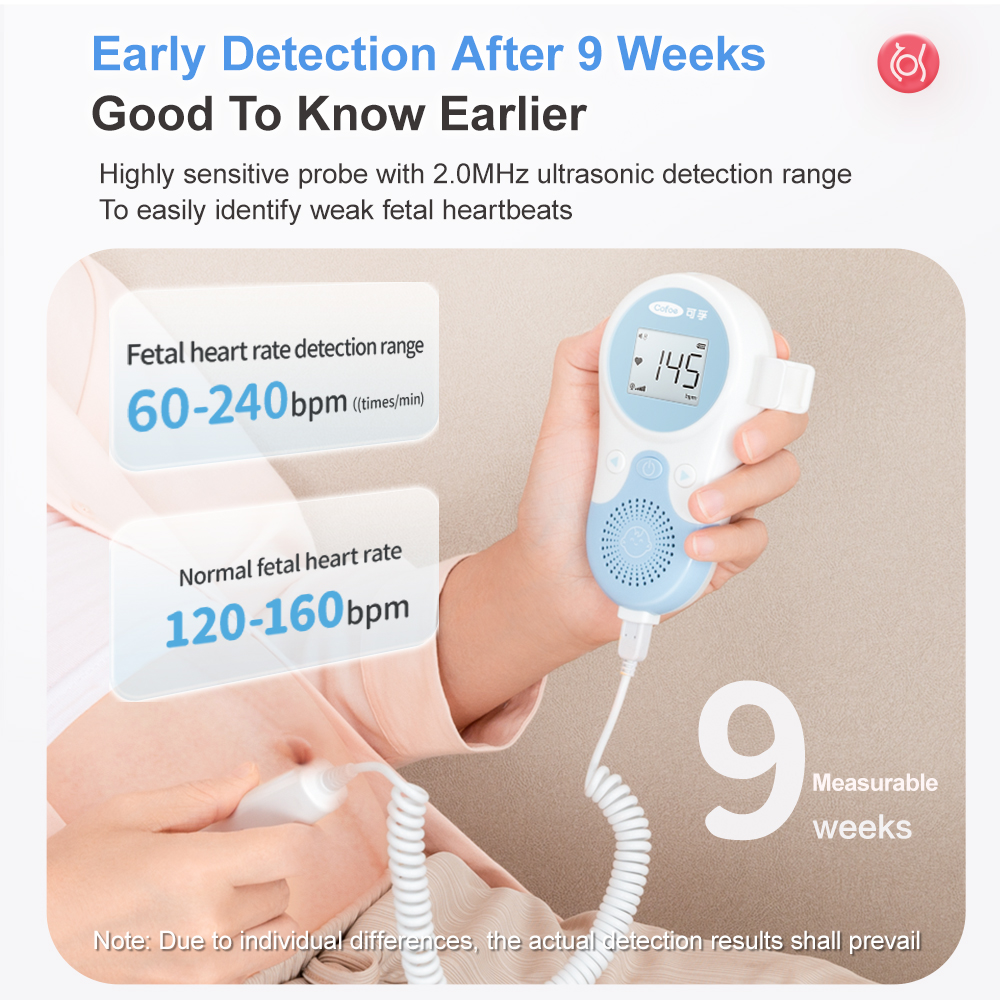 Cofoe Fetal Doppler Unborn Baby Heart Rate Monitor Heartbeat Detector ...