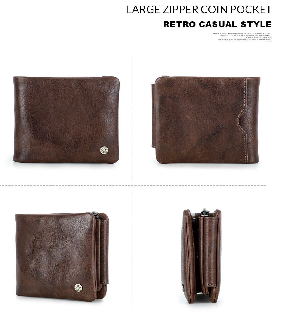 CONTACT'S Genuine Leather Men Wallet Small RFID Casual Trifold Short ...