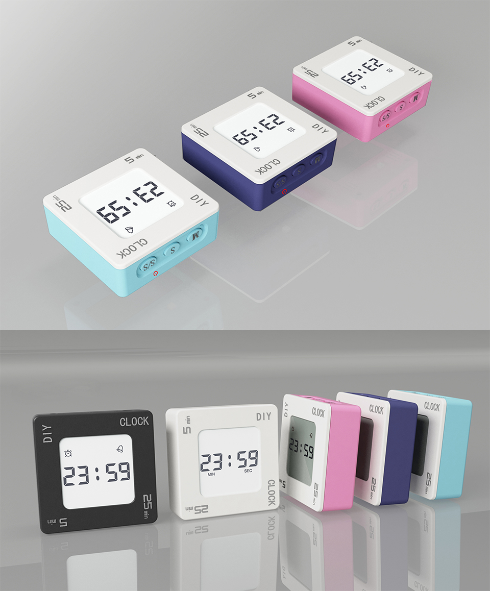DIY Time Management Pomodoro Timer Creative Square Alarm Clock ...