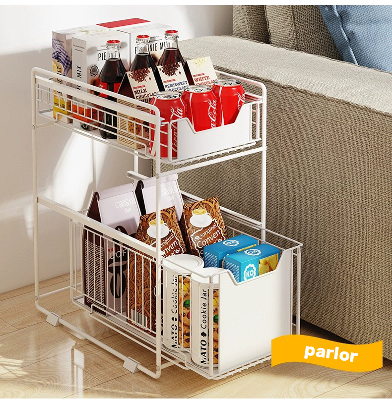 2-Tier Under Metal Rack Steel Rack Sink Rack Kitchen Cabinet Organizer ...