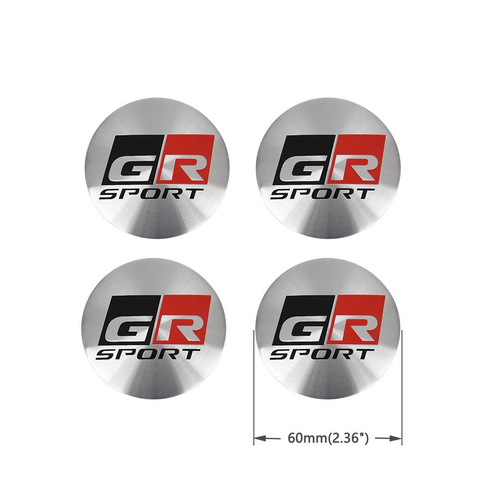 4PCS 45MM/56MM/60MM/65MM Aluminum Wheel Center Sticker GR Logo Emblem ...