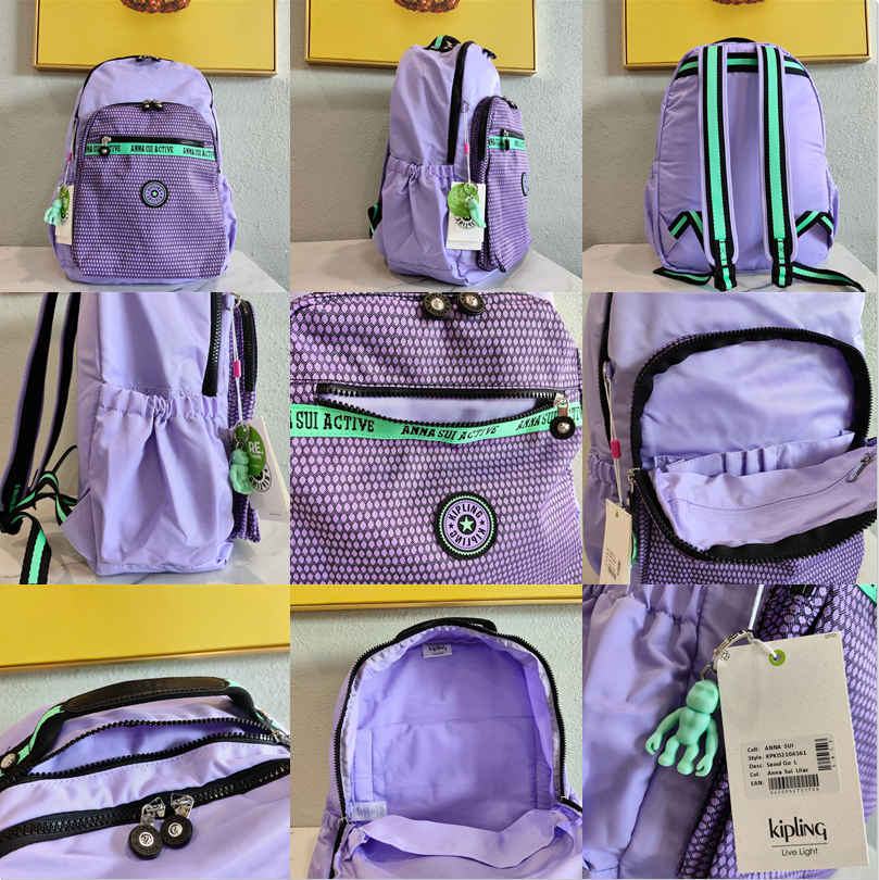 Kipling Purple Stitching Series Messenger Bag Anna Sui Active Joint Shoulder Bag Travel Bag 6666