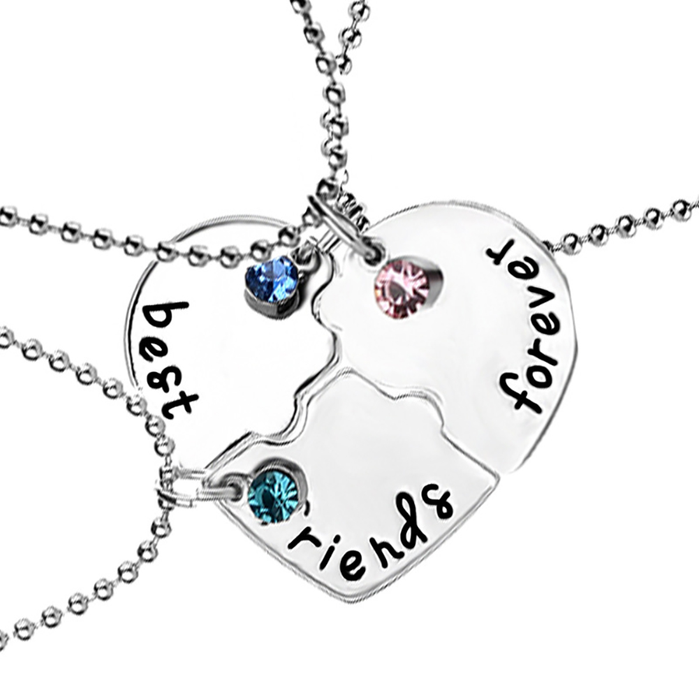 3Pcs Women's Best Friends Forever Heart Shape Jewelry Friendship