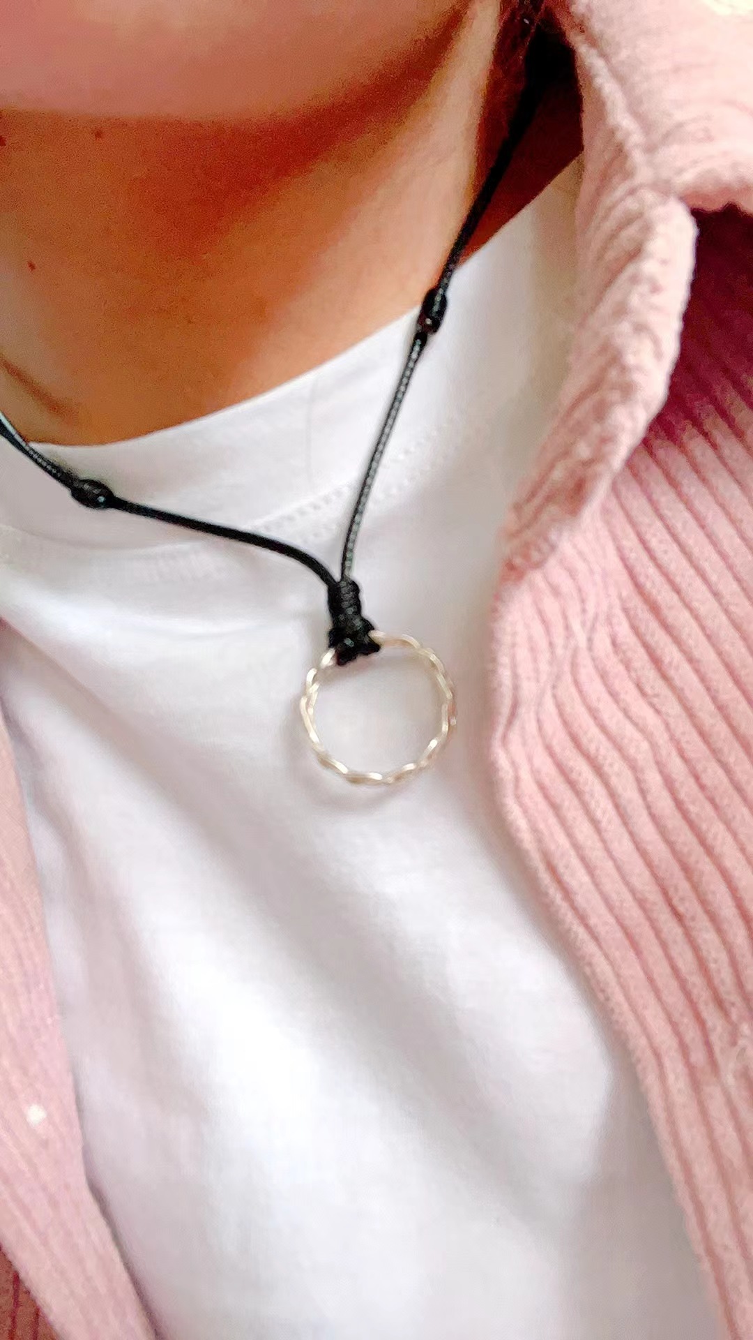 Hand-woven Wax Leather Rope Necklace Rope Ring Pendant Female Hanging ...