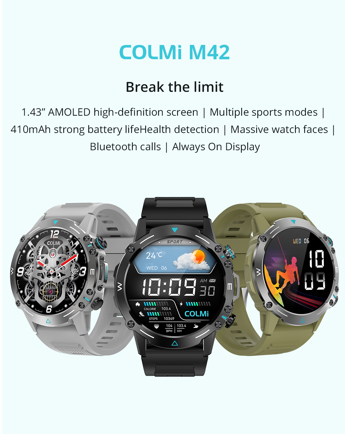 COLMI M42 Smart Watch AMOLED Screen 410mAh IP68 Waterproof