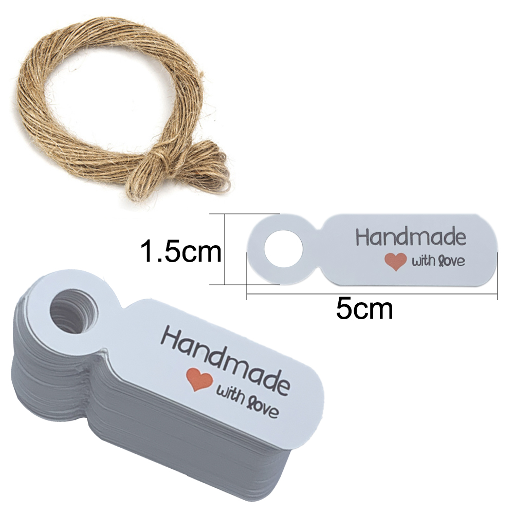 100pcs/Set Thank You Handmade Gift Tags with Hemp Ropes Kraft Paper ...