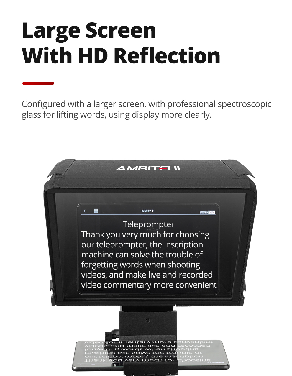AMBITFUL T16 Big Screen Prompter Professional Interview Foldable ...
