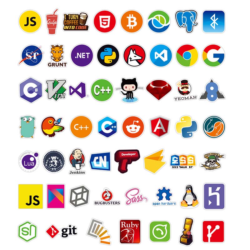 105pcs Programmer Sticker Laptop Sticker Tech Developer Decal C# C++ ...