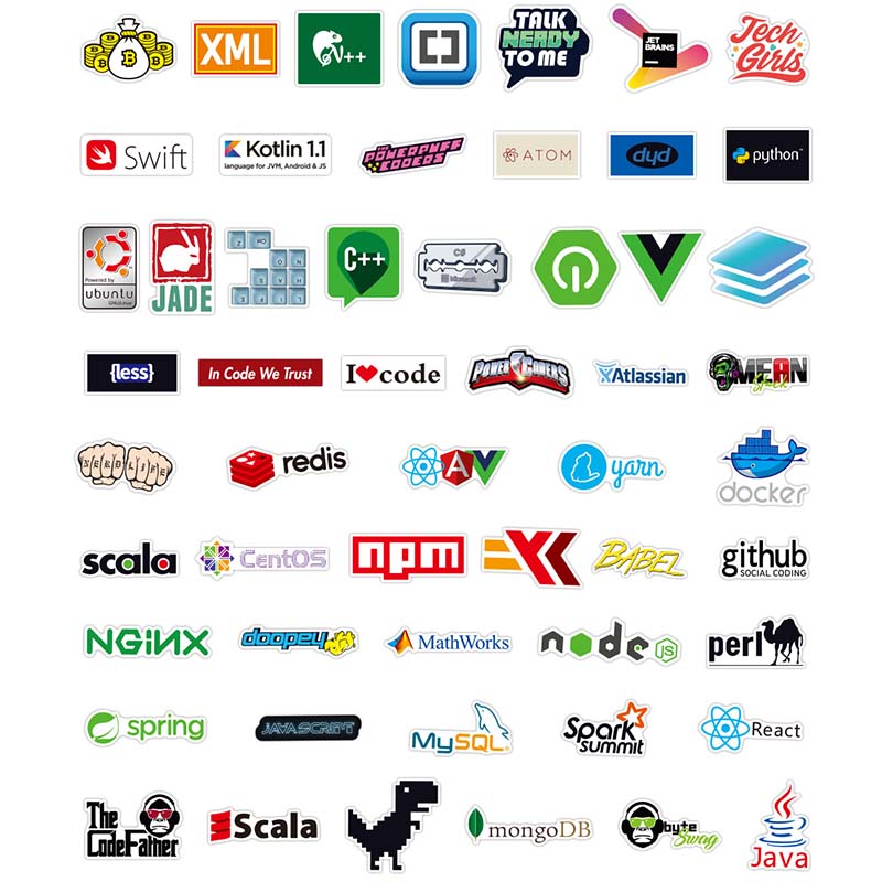 105pcs Programmer Sticker Laptop Sticker Tech Developer Decal C# C++ ...