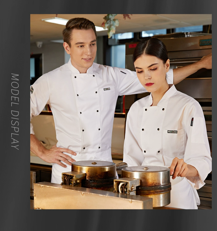 Ready Stock Restaurant chef work clothes long-sleeved male black hotel ...