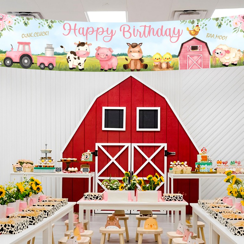 Farm Theme Backdrop Curtain Farm Animals Party Rustic Farmhouse ...