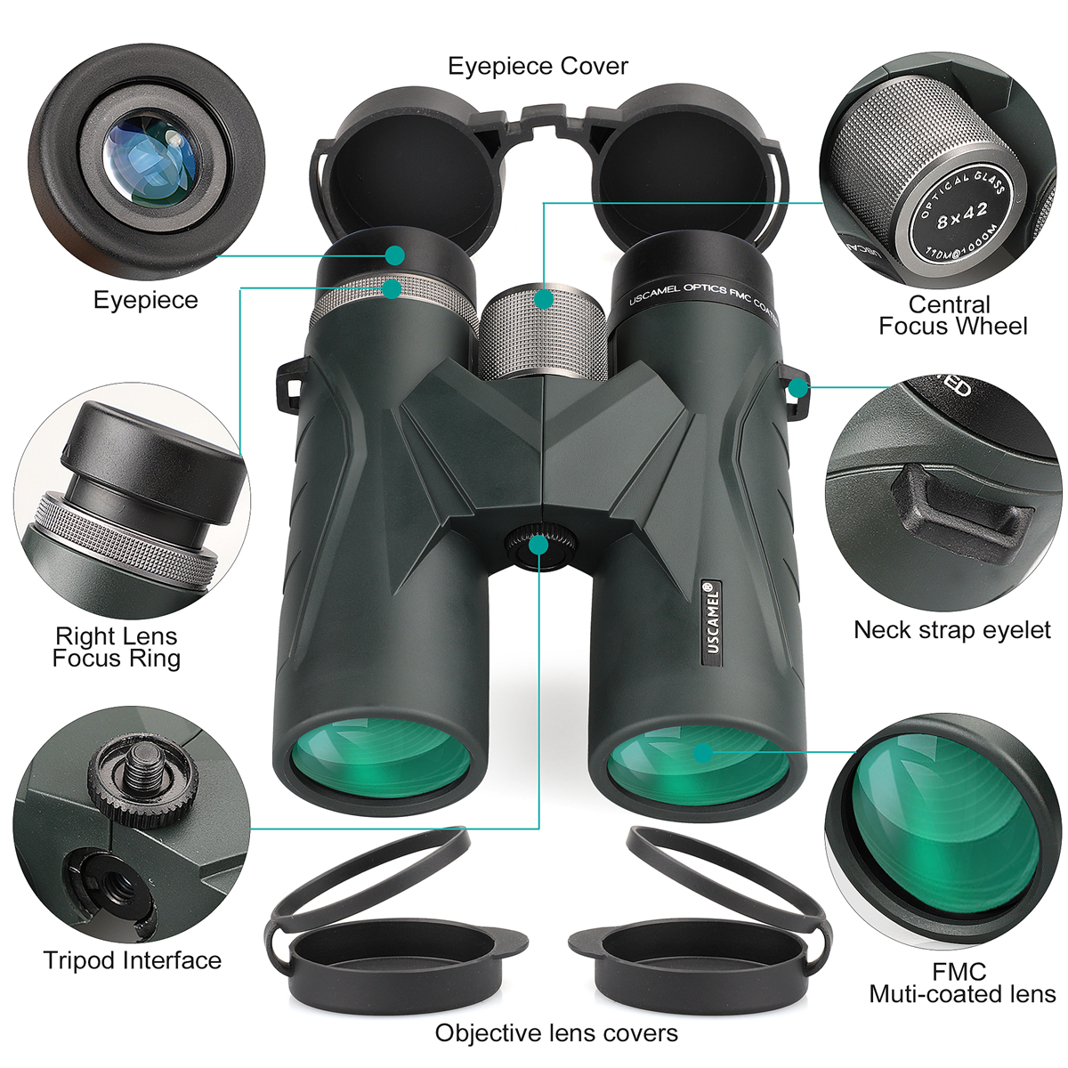 USCAMEL 10x42 HD Binoculars High Power Waterproof and Anti for