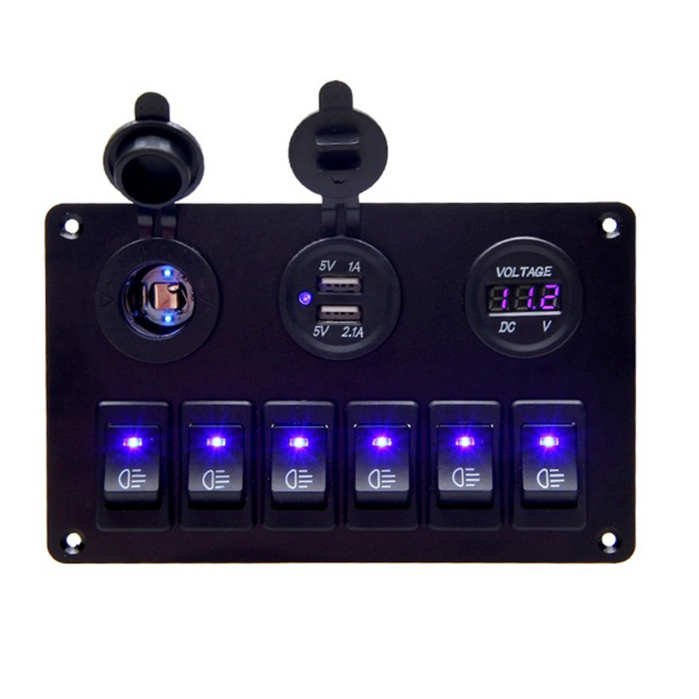 AH_12-24V 6 Gang Car Marine Boat Circuit Board Voltage Display Switch ...