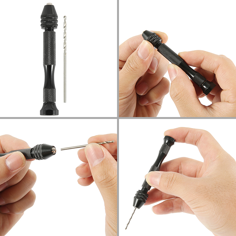 KIPRUN 11pcs Mini Micro Aluminum Hand Drill With Keyless Chuck HSS ...
