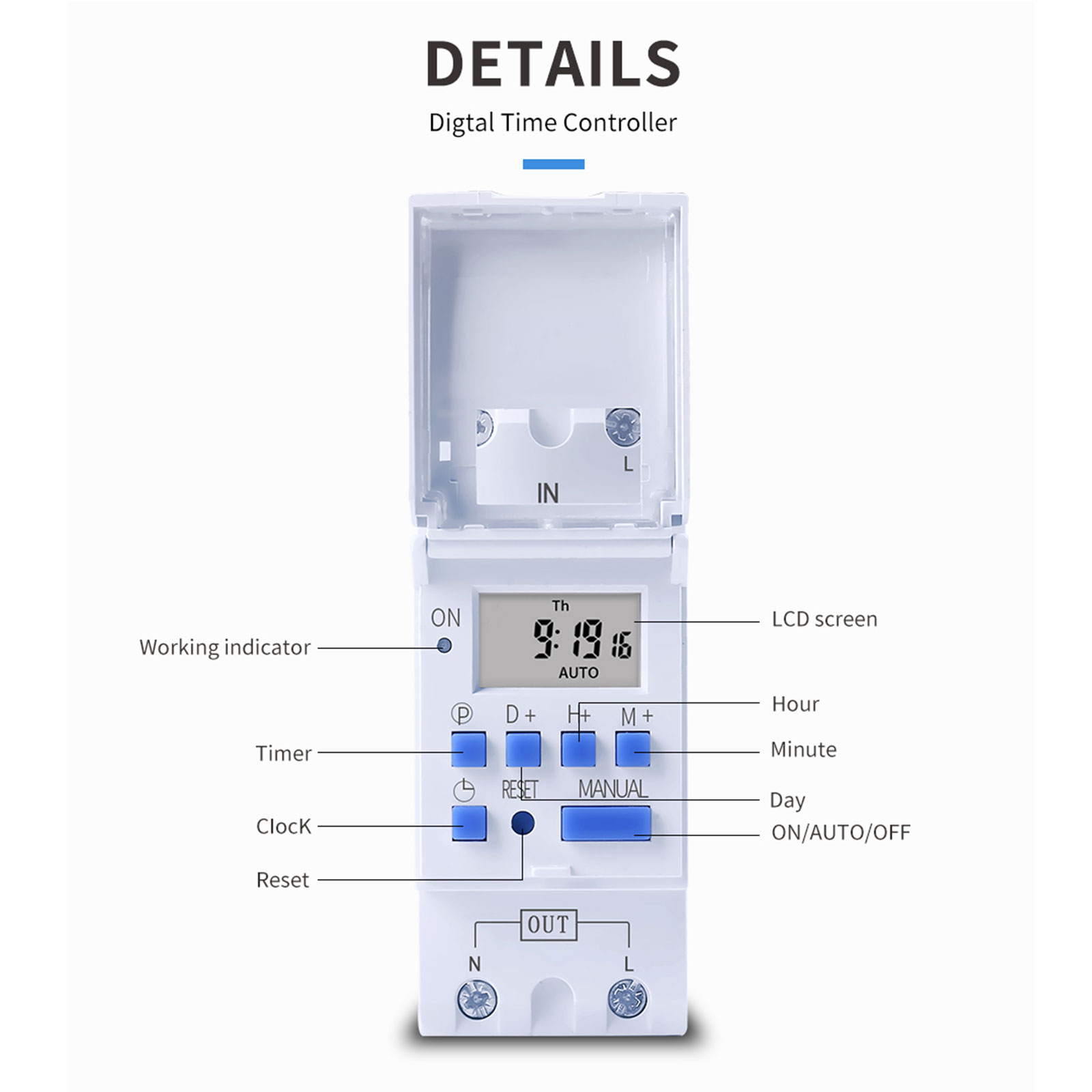 AC 220V Din Rail Weekly LCD Programmable Timer Switch Time Relay Switch ...