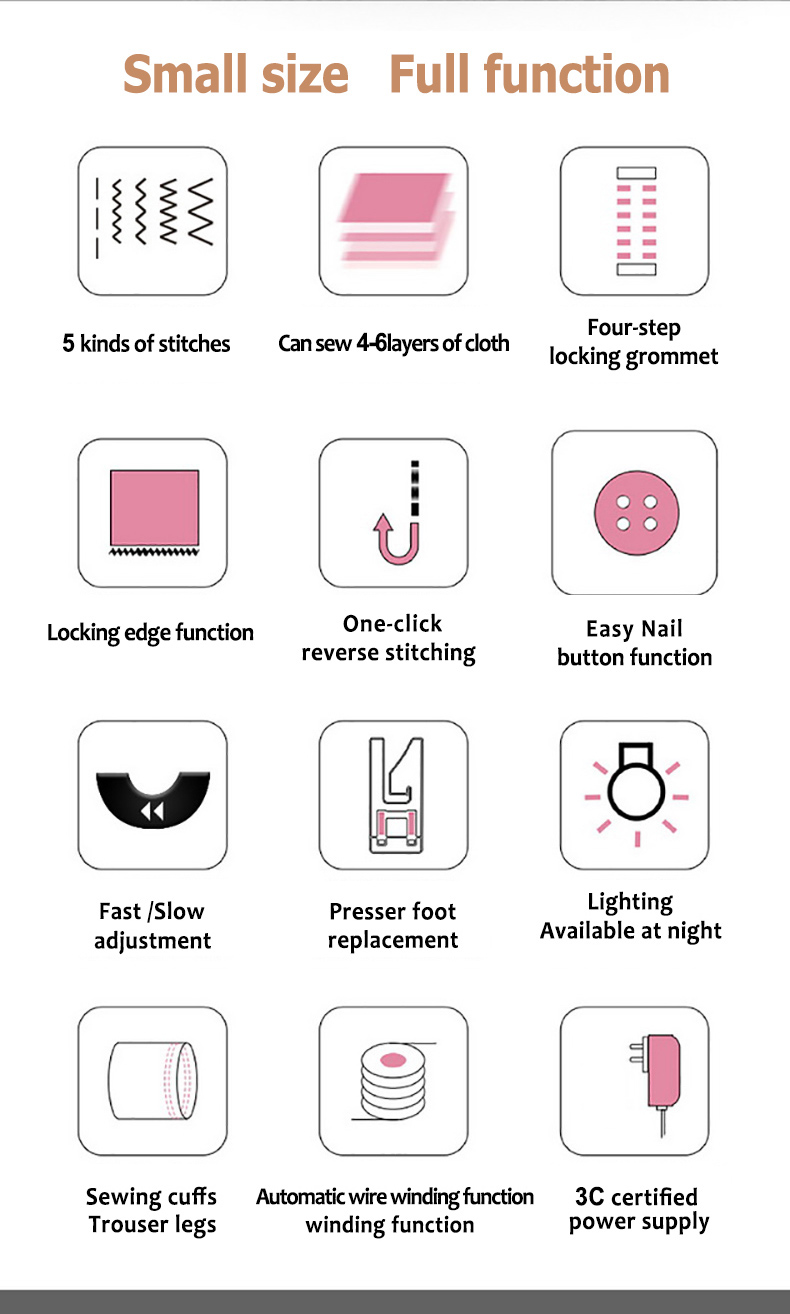 Portable 20 Stitches Sewing Machine Home Electric Multi-function ...