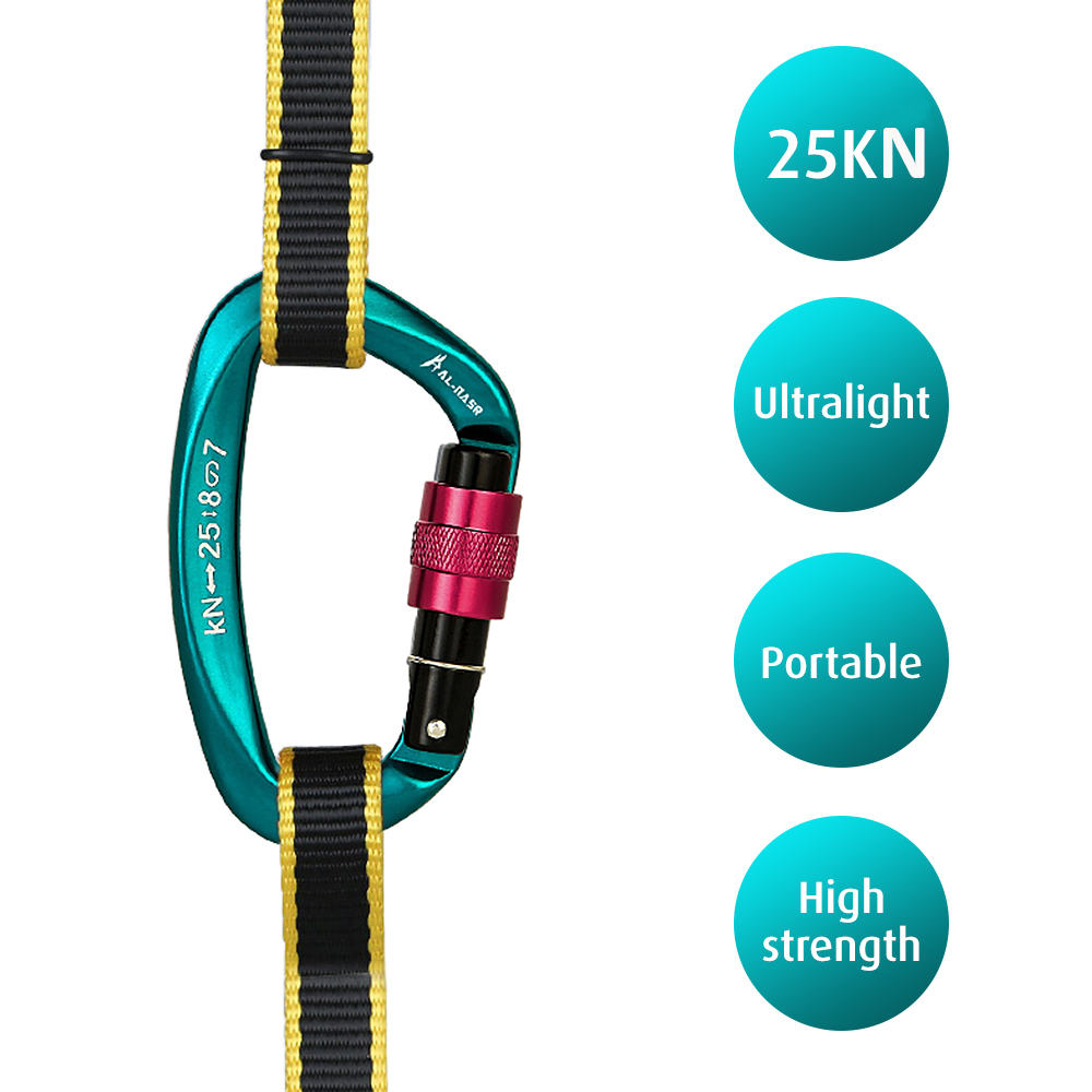 [COD] 25KN Professional Climbing Carabiner Screw Locking Gate Carabiner ...