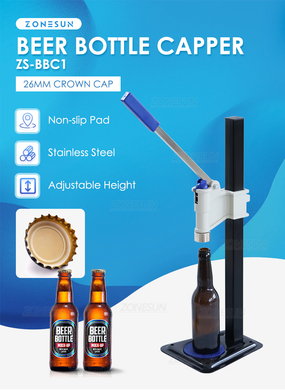 WENNING Manual Beer Bottle Capper Tool With 150 Count Beer Bottle Caps,26mm Beer Corking Machine For Home Brewing (GREEN