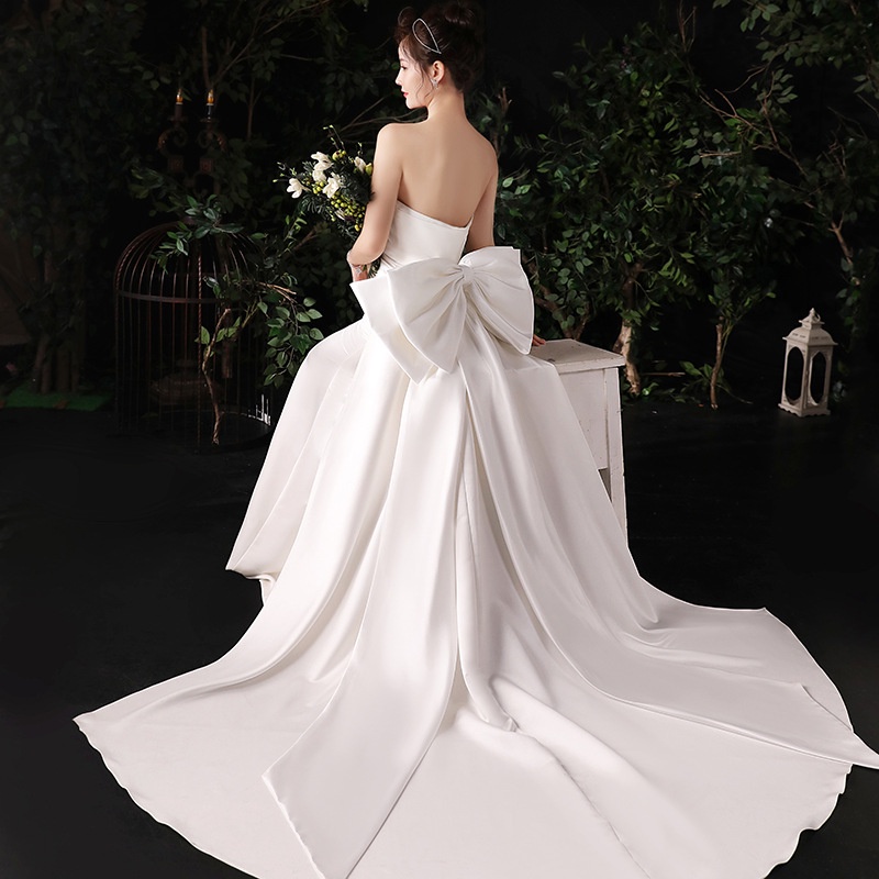 Removable Satin Bridal Bow with Long Tail Off White Wedding Dress ...