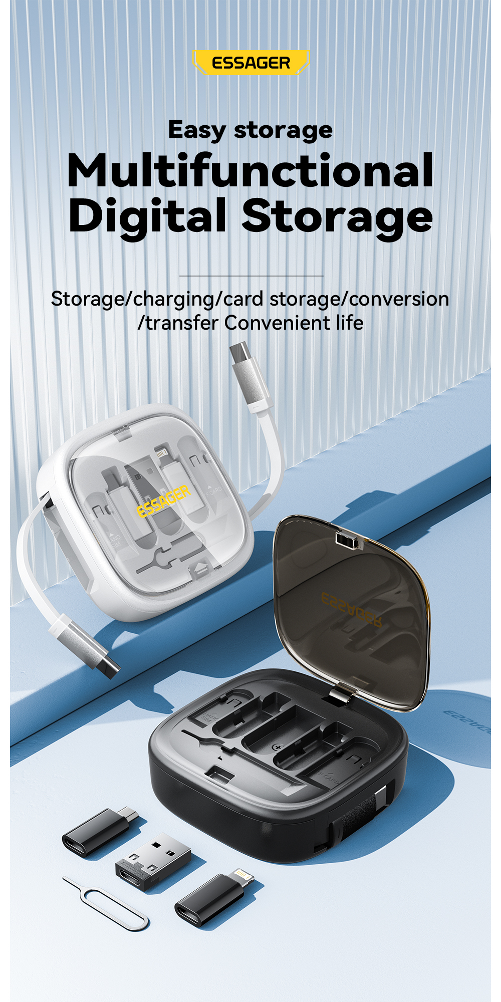 Essager 60w 6 In 1 Otg Multifunctional Retractable Cord Storage Box ES ...