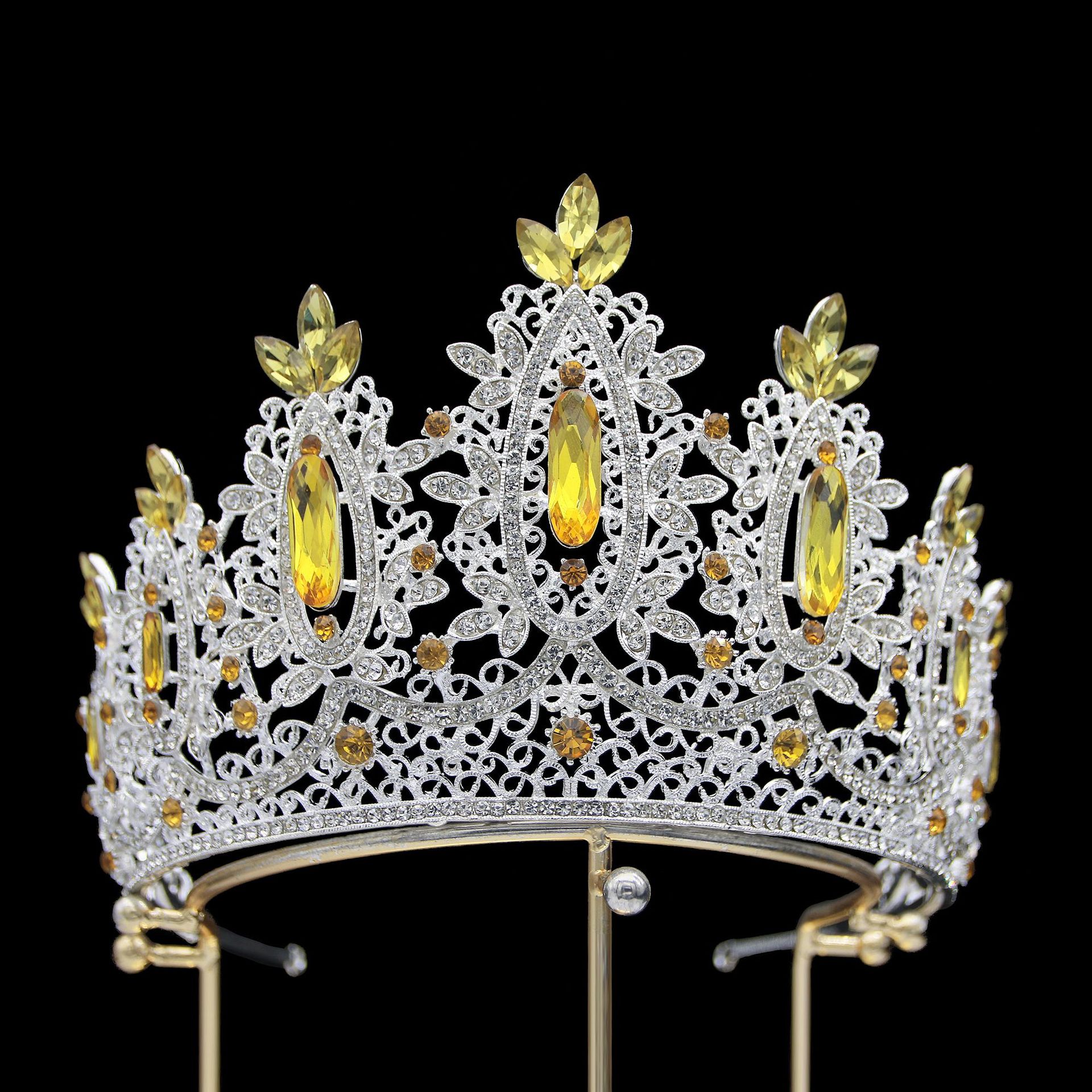 Large Miss World Pageant Queen Crown Rhinestone Crystal Hair ...