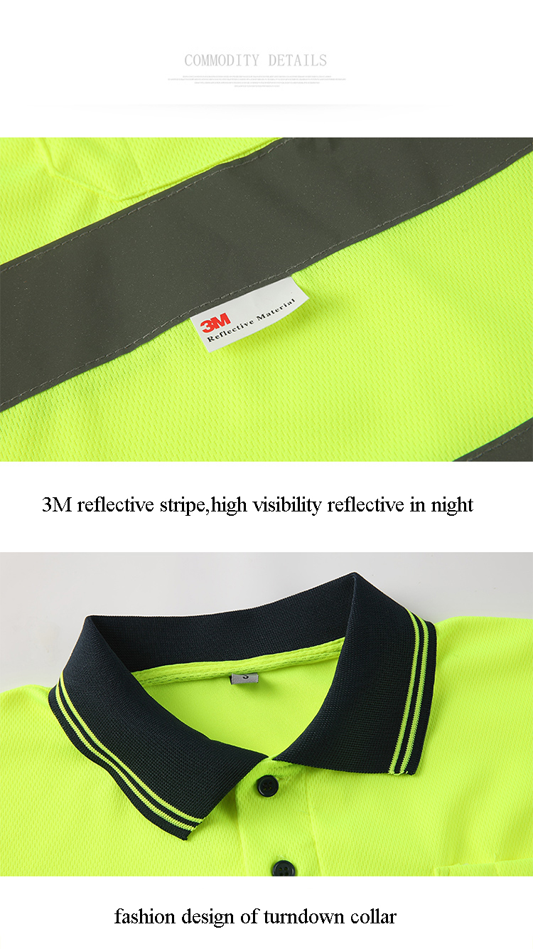 Two-tone Security Short-sleeved Polo Shirt with 3M Reflective Tape for ...