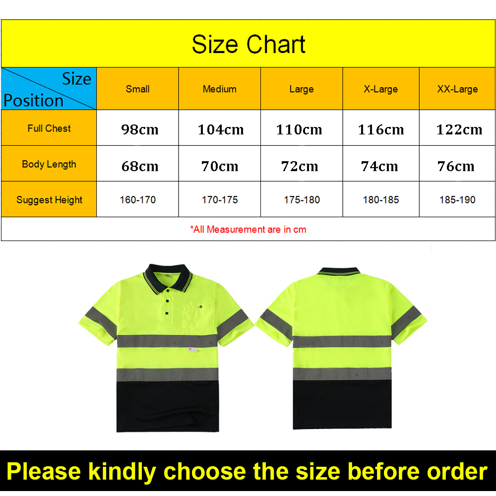 Two Tone Safety Short Sleeve Polo Shirt with 3M Reflective Tape for Men ...