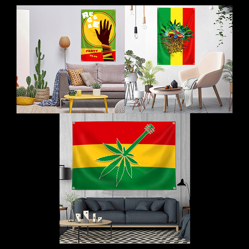 Leaf Rasta Lion Hanging Flag Banner Music Rock Reggae Jamaica Home ...
