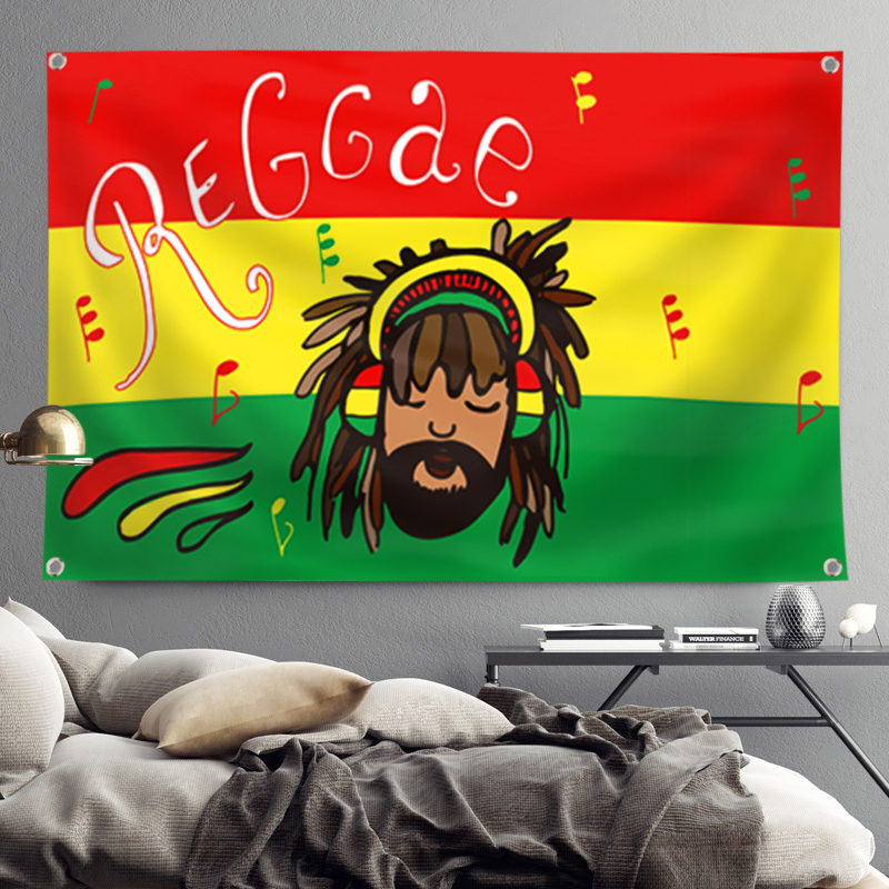Leaf Rasta Lion Hanging Flag Banner Music Rock Reggae Jamaica Home ...