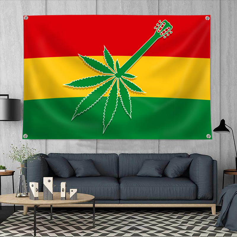 Leaf Rasta Lion Hanging Flag Banner Music Rock Reggae Jamaica Home ...