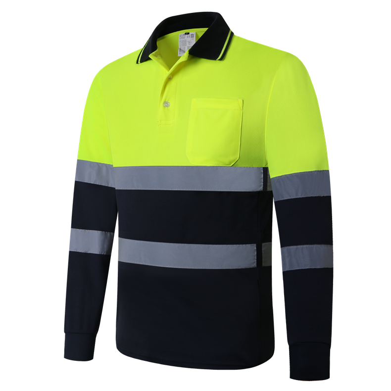 Hi Vis Long Sleeve Workwear Shirt with Reflective Tape Quick Dry Cool ...