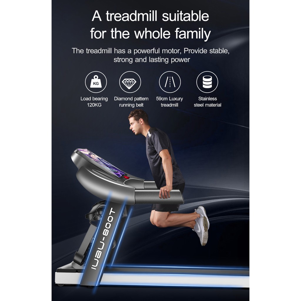 Treadmill Color Screen Threadmill 3.5HP Threadmill 10.1 Inches 1-13km/H ...