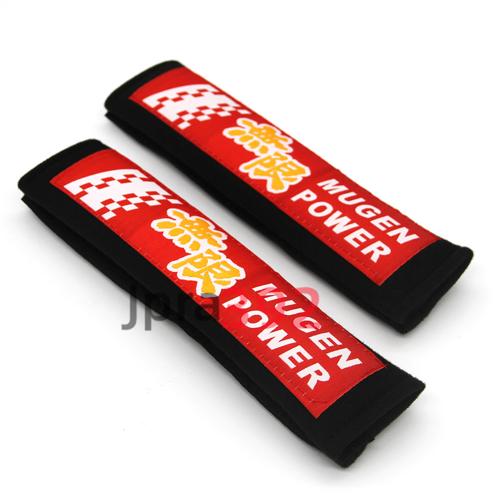 2-Pack Alcantara Seat Belt Shoulder Pads - Universal Car Shoulder & Neck Protector (Red, 11.8in)