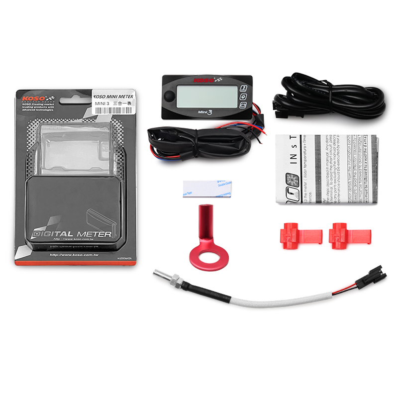 KOSO mini 3 in 1 Cylinder Head Temperature Meter Motorcycle Voltmeter ...