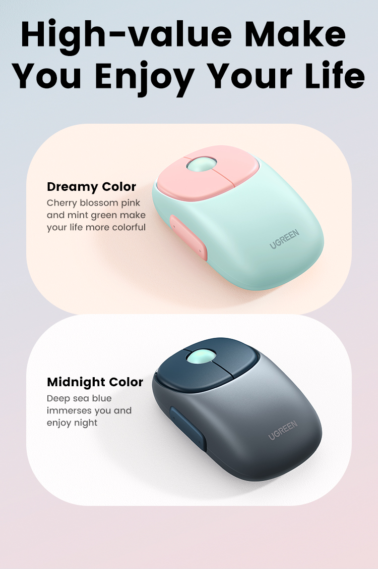 UGREEN Mouse Quiet 2.4G Bluetooth Rechargeable Wireless Mouse Ergonomic ...