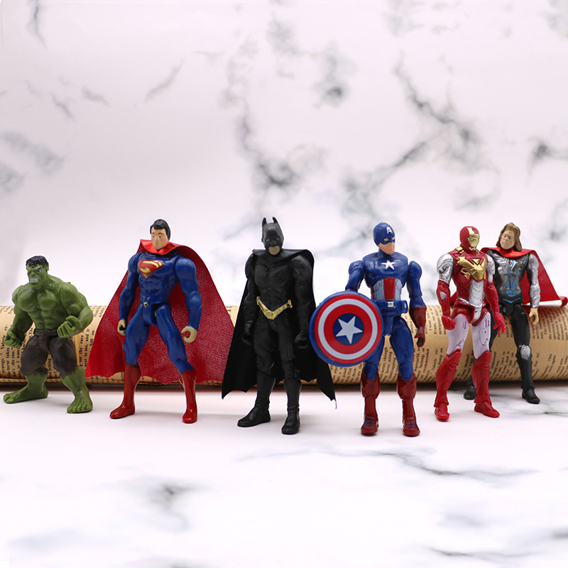6Pcs/Set 8-10cm Anime The avengers Iron Man Thor Hulk Captain America ...