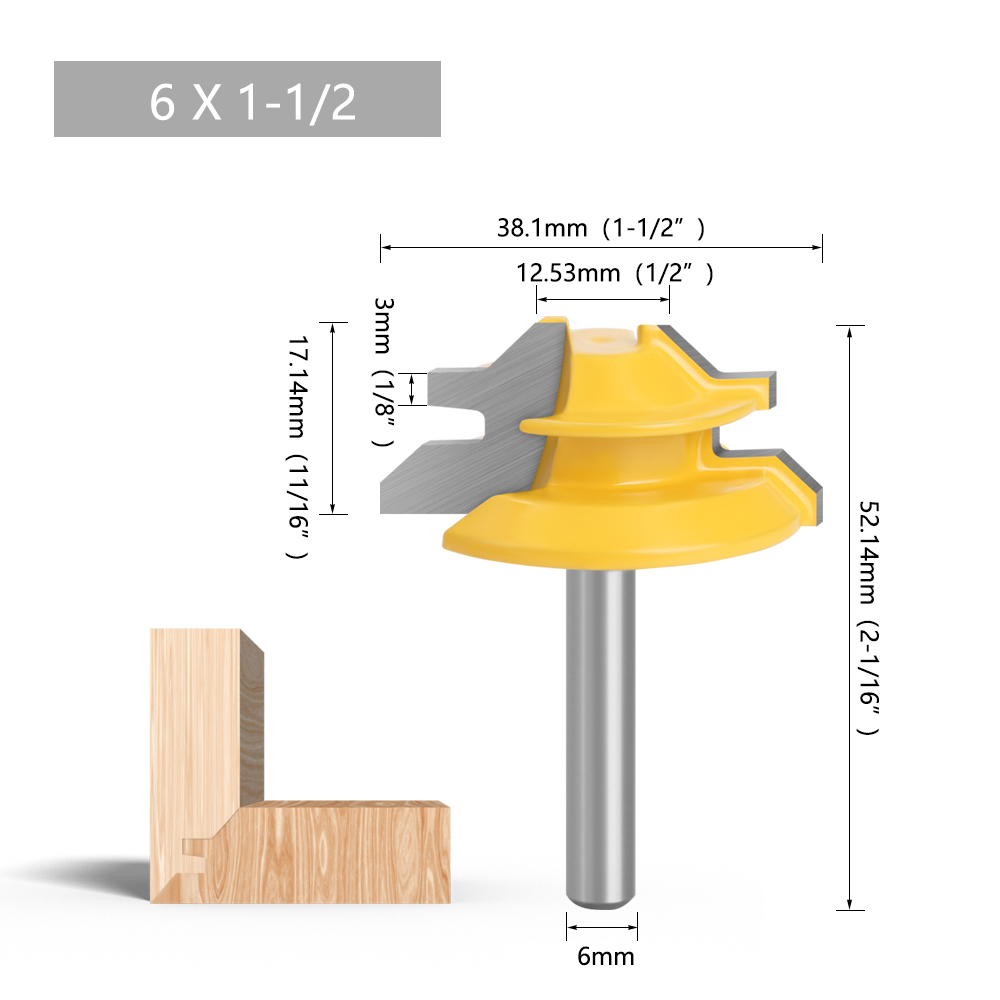 LAVIE 1PC 6MM Inch Shank 45 Degree 1/2 Lock Miter Router Bit ...