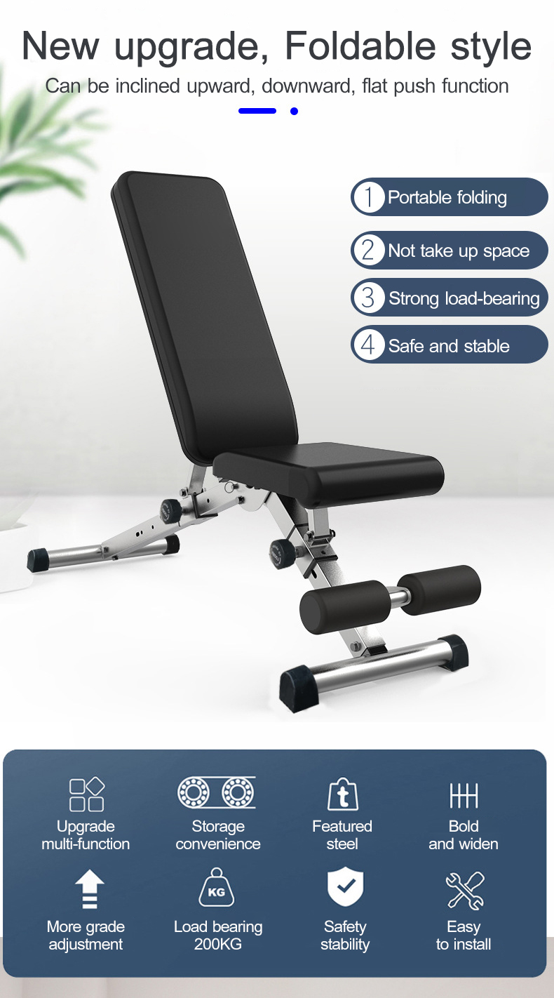 Yeesall Folding Dumbbell Bench Press Stool Adjustable Bench Sit-up ...
