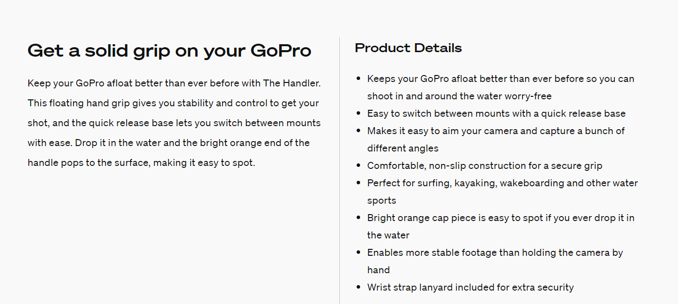 GoPro The Handler Floating Hand Grip (For All HERO cameras and MAX ...