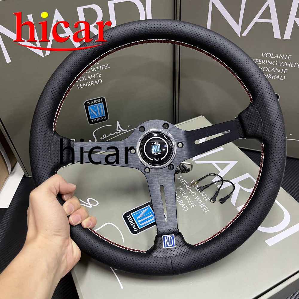 Nardi 14 Inch 350mm ND Suede/Leather Auto Racing Steering Wheels Horn ...