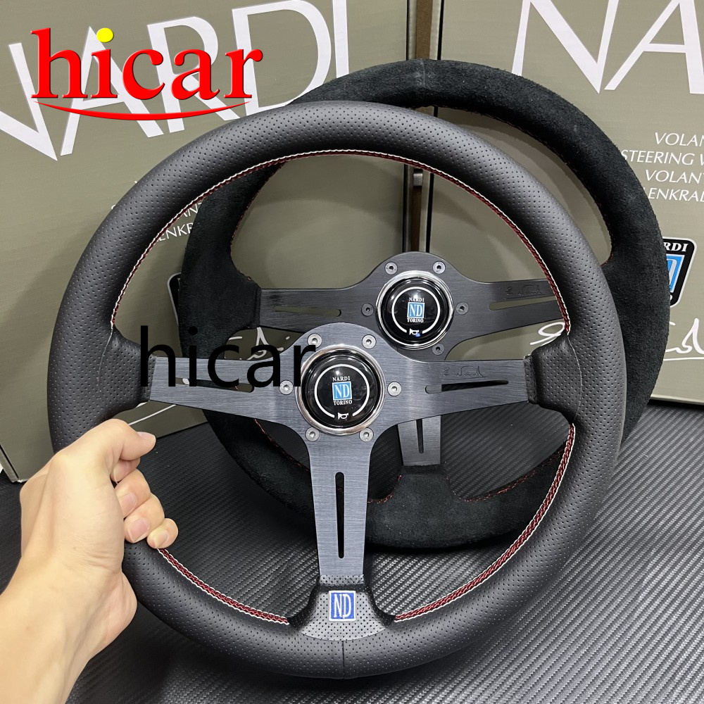 Nardi 14 Inch 350mm ND Suede/Leather Auto Racing Steering Wheels Horn ...